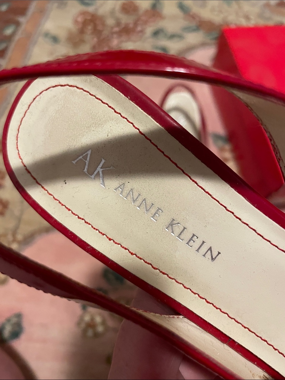 Anne Klein red sling back heels - Picture 2 of 9